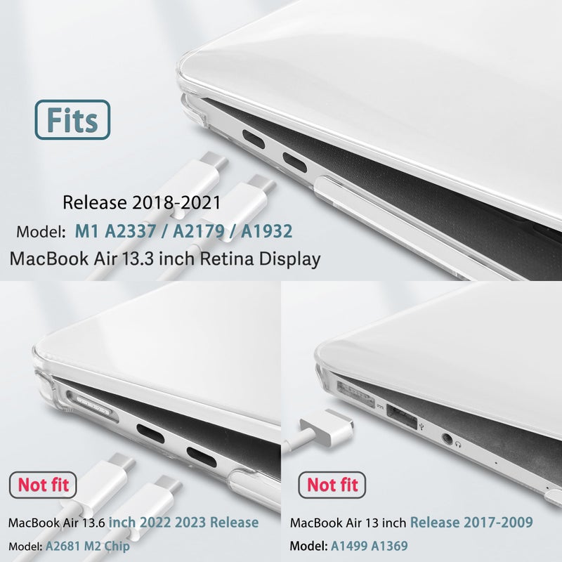 May Chen Compatible with New MacBook Air 13 inch Case 2021 2020 2019 2018 Release Models: M1 A2337 A2179 A1932, Plastic Hard Shell Case for MacBook Air 13 inch & Retina Dispaly Fits Touch ID, Clear - Image 3